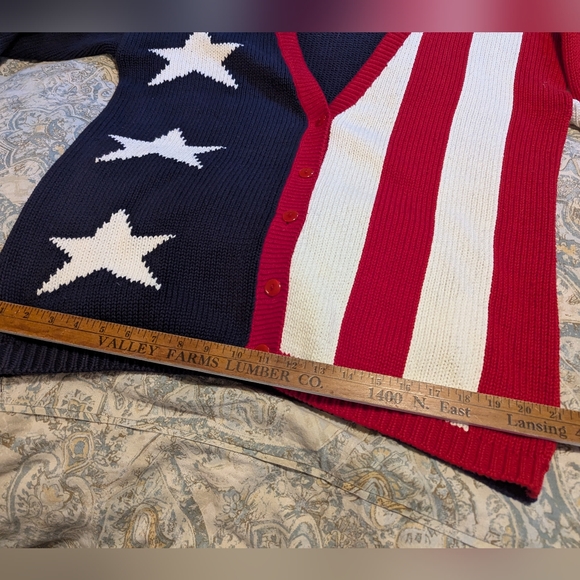 Casual Corner American Flag 100% Cotton Vintage cardigan Sweater - Picture 6 of 8